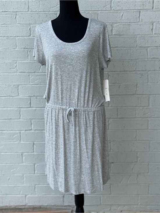 Olive & Oak Dresses & Skirts - Olive & Oak Heather Gray Short Sleeve Drawstring Mini Dress